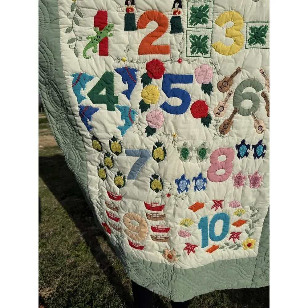 Hawaiian 1 to 10 Counting Baby Hawaiian Quilt Hula Turtles Ukuleles
